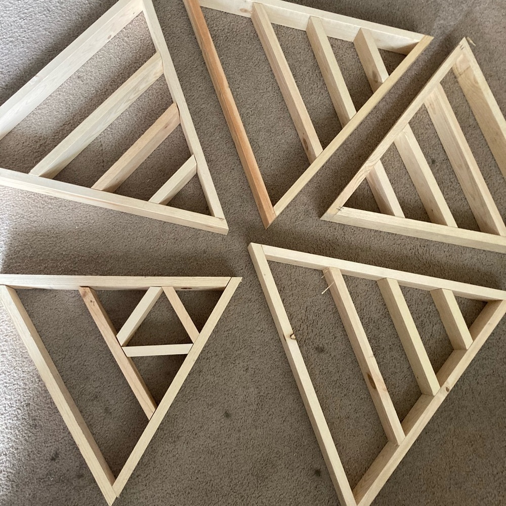 Custom triangle shelves: 22” equilateral perfect for crystals, display, plants
